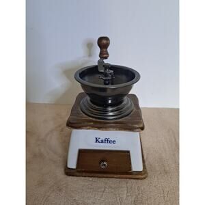 Kaffee Coffee Wood Blue White Ceramic Grinder Drawer Table Hand